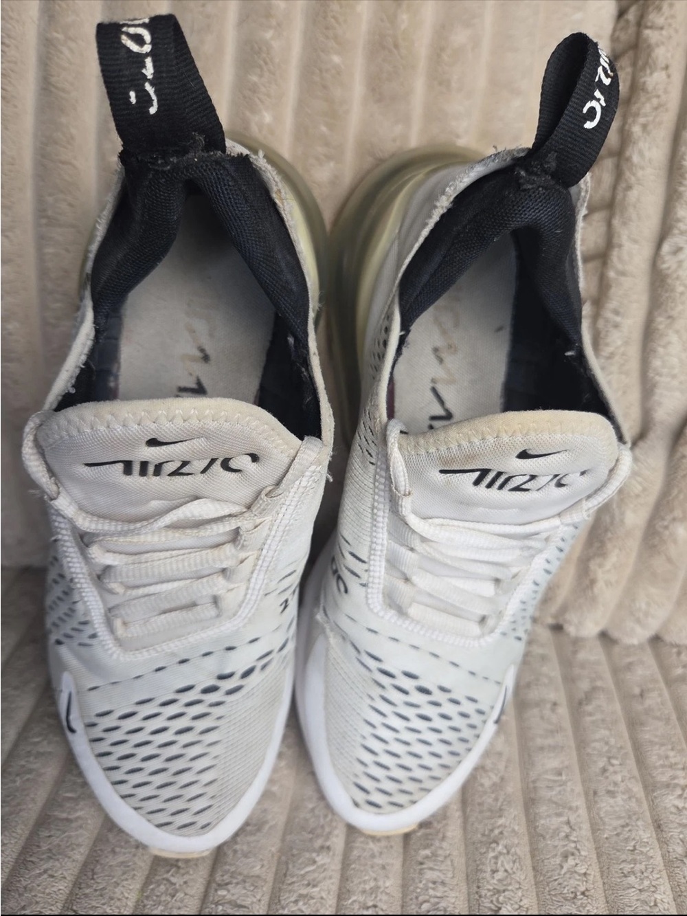 Nike Air Max 270 White Black Low Top Athletic Running Sneakers Men’s Size 9 - Picture 8 of 10